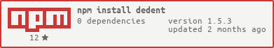 dedent npm badge, with the above statistics